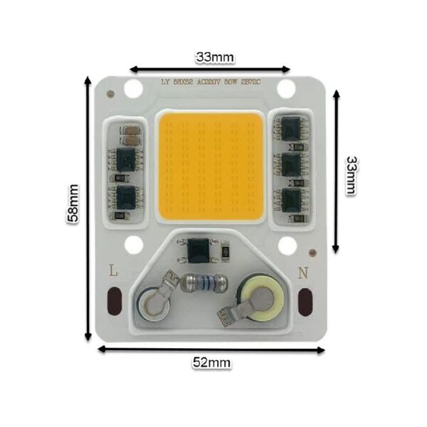 ابعاد-LED-COB-نارنجی-50W-220V-با-درایور-داخلی-LY58X52