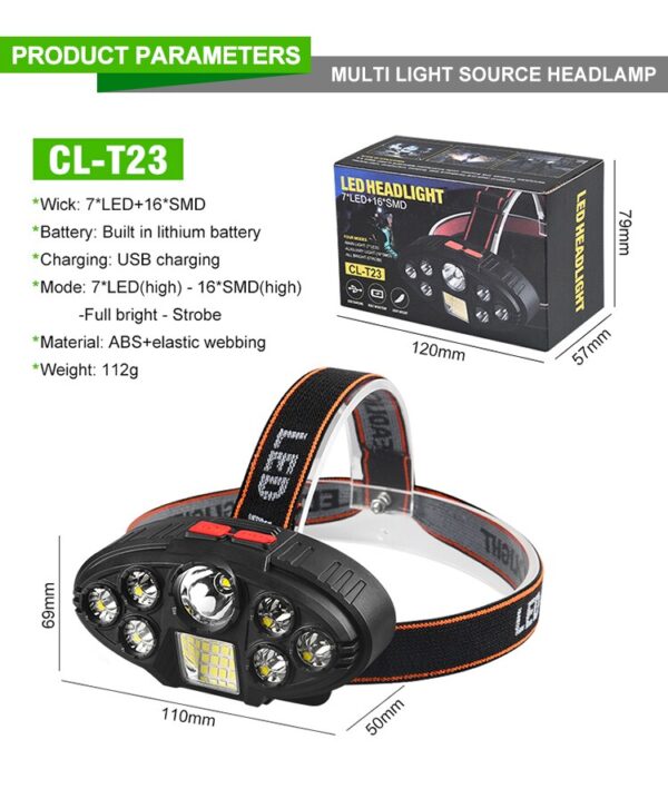 خرید چراغ پیشانی 8 لامپه مدل CL-T23