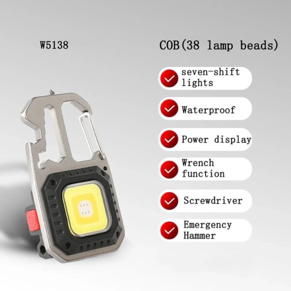 قیمت و خرید چراغ قوه مینی چندکاره فلزی جیبی پایه دار مدل W5138
