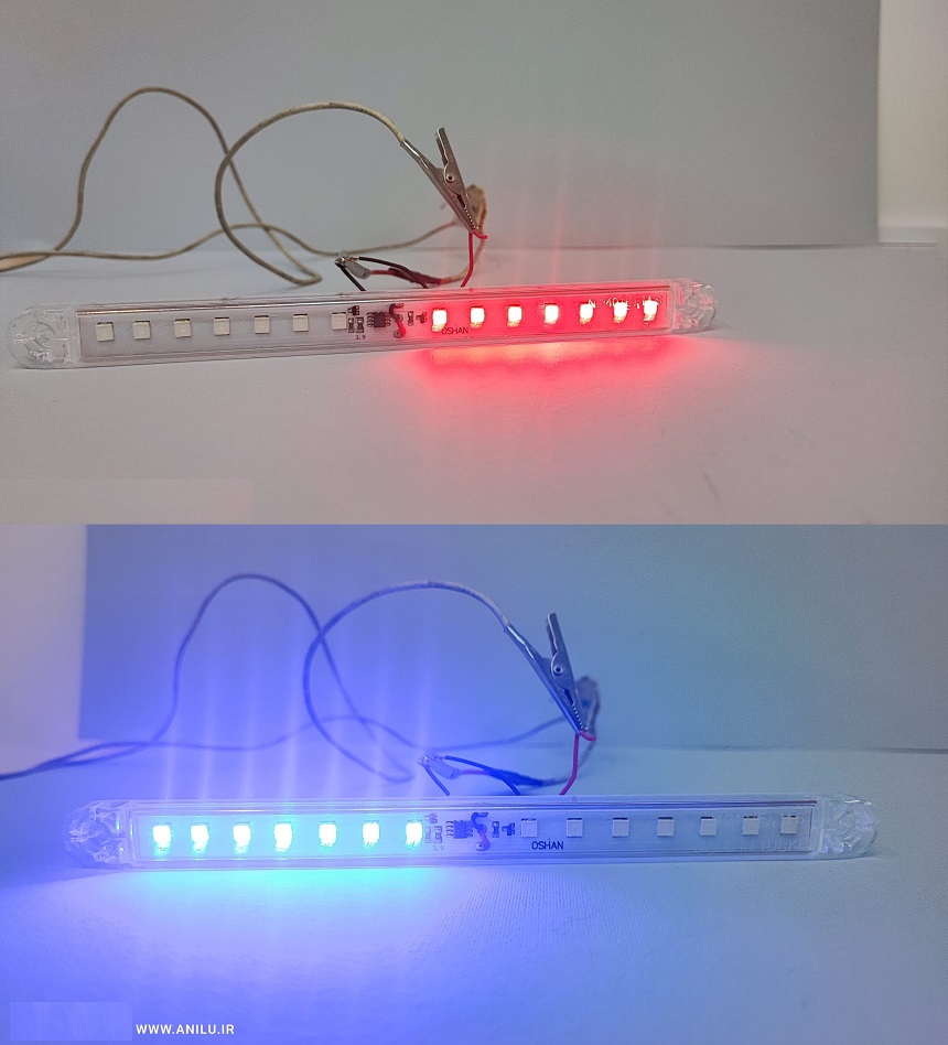 LED فلاشر پلیسی خطی 12V قرمز و آبی