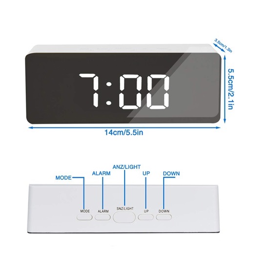 بهترین ساعت رومیزی LED دیجیتال آینه ای بدنه مشکی مدل DS-3698