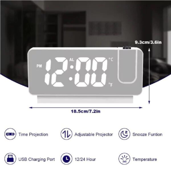 قیمت و خرید ساعت دیجیتال پروژکتوری آینه ای سفید رومیزی مدل S282A