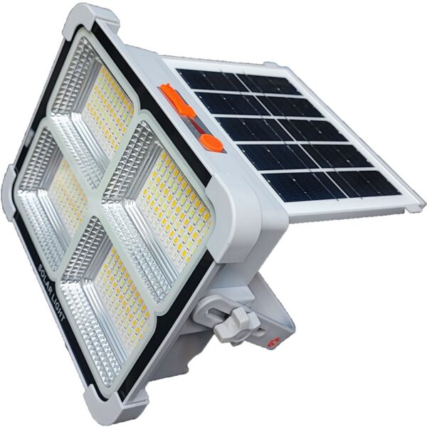 قیمت پروژکتور شارژی خورشیدی (شش باتری) با پنل تاشو و چراغ قوه 100وات