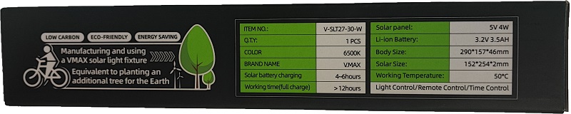 مشخصات چراغ خورشیدی خیابانی ویمکس مدل IR-V8230