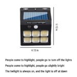 ابعاد چراغ دیوارکوب خورشیدی سه حالته سنسوردار مدل 6LED