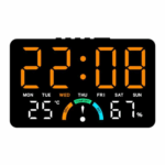 ساعت دیجیتال LED رومیزی و دیواری چندکاره مدل GH9007 نارنجی
