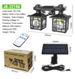 مشخصات چراغ خورشیدی دو لامپ سنسوردار با پنل جدا مدل JD-2219A